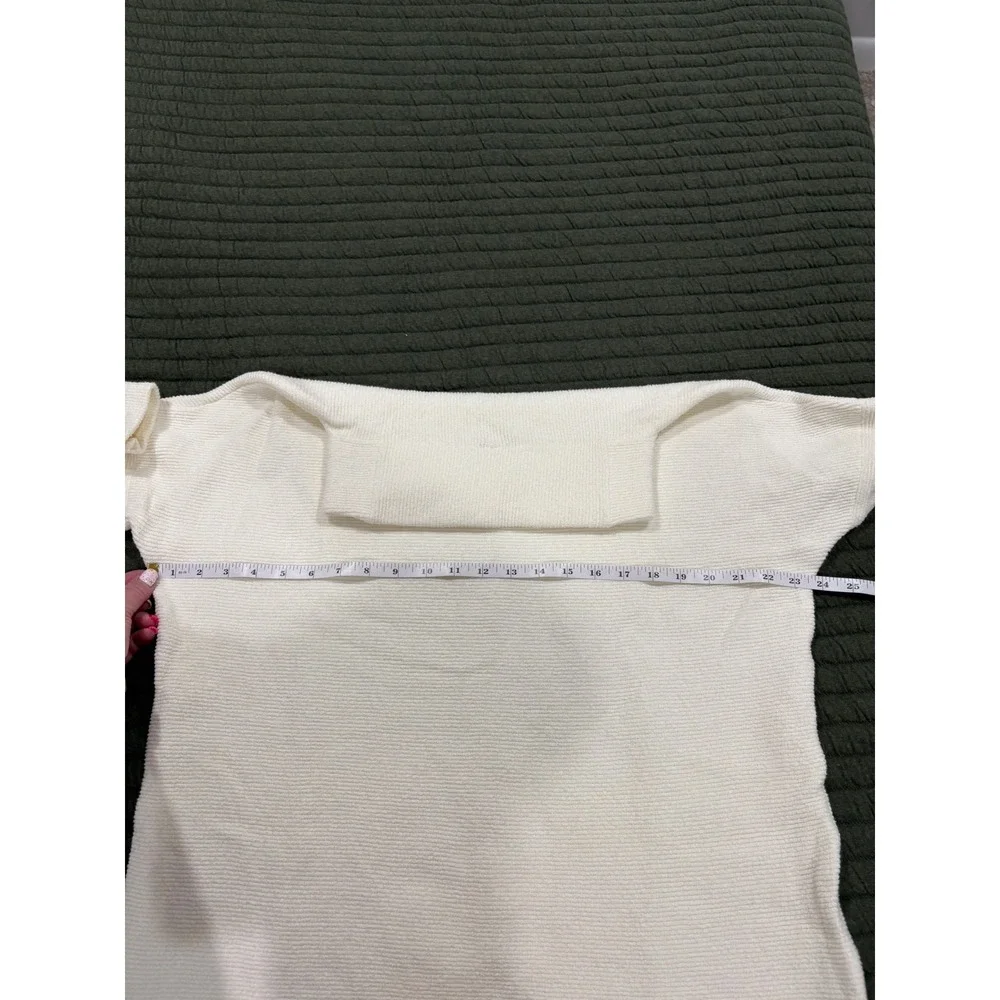 Free People Mock Neck Ribbed Long Sleeve Sweater White Size XS Oversized